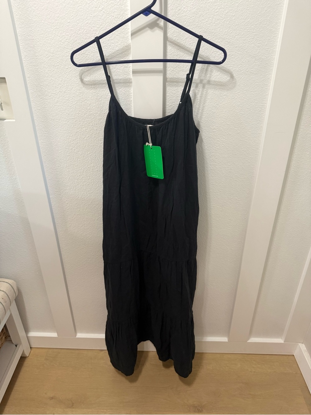 Pact Organic Cotton Midi Dress Women M Black Pocket Sleeveless Beach Minimal NWT